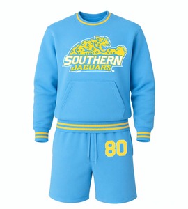 Conjunto de Sudadera y Pantalones Cortos Unisex de la Universidad Southern A&M Jaguars, Ropa Deportiva Casual Universitaria HBCU - Product Image 1