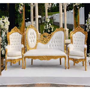 Conjunto de Sofás de Lujo para Bodas Cristianas al Aire Libre, Diseño Moderno de Sillas Abiertas con Muebles de Madera de Teca, Muebles Elegantes para Lugares de Boda en EE. UU. - Product Image 1