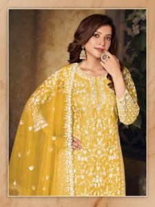 ชุดสาหรี่กะมีซผ้าตาข่ายปักลายหรูหราแบบใหม่สำหรับผู้หญิง พร้อมผ้าคลุมไหล่ สามารถปรับแต่งได้ ชุดแต่งงานสไตล์ปากีสถานอินเดียสำหรับผู้ใหญ่ - Product Image 6