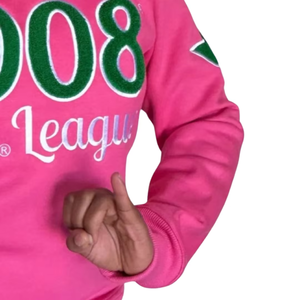 Sudadera Unisex de Invierno de Felpa para la Liga Ivy, Color Rosa, Suave, de Algodón Premium, con Bordado de Hermandad Griega, Cuello Redondo - Product Image 5