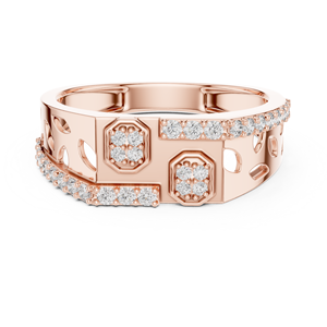 Bague de luxe pour homme en alliage or rose et argent sterling avec moissanite, style cluster |   Motif octogonal serti pavé |   Bijoux modernes et élégants - Product Image 6