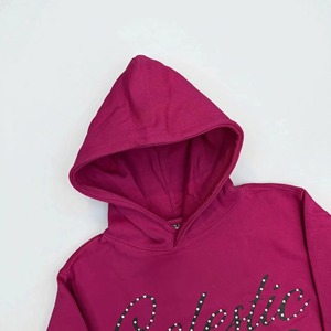 Sudadera con Capucha Extra Grande con Cierre, Forro Polar de Algodón, Estampado Brillante, Logotipo con Pedrería en la Parte Delantera, Unisex, Ropa Casual de Invierno - Product Image 3