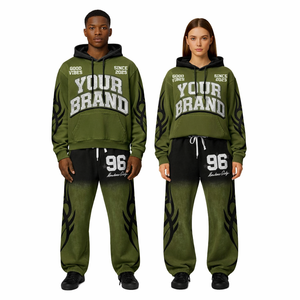 Conjunto de Sudadera con Capucha y Pantalones Deportivos Extra Grandes Ecológicos de Marca Privada, Logotipo Personalizado, Chándal de Algodón Grueso, Fabricante OEM - Product Image 4