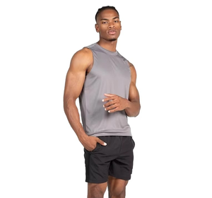 Débardeur de sport en coton pour homme avec logo personnalisé, col rond, sans manches, color block, pour musculation - Product Image 1