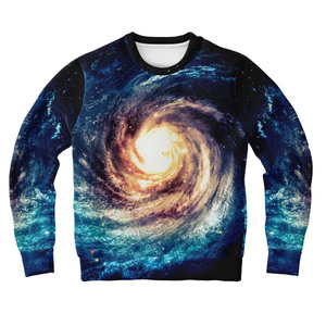 Sudadera con Estampado de Galaxia para Hombre, Cuello Redondo, Corte Regular, 100% Poliéster, Estilo Casual, para Otoño - Product Image 3