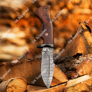 Cuchillo de caza y camping DIY de hoja fija de acero de Damasco hecho a mano, punta caída, con funda de palisandro natural, OEM/ODM, superventas - Product Image 3
