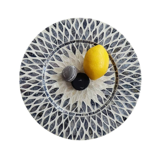 Mother Of Pearl Inlay Wood Charger <b>Plates</b> For Display Handcrafted Sea Shell Mosaic Round <b>Decorative</b> <b>Plate</b> For Party Dining Table - Product Image 6