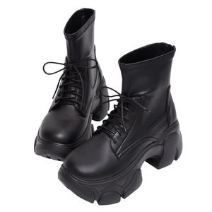 Bottines à plateforme à talon épais de 8,5 cm pour femme Ann'S, en cuir véritable, fermeture éclair, doublure de talon rembourrée pour un confort accru - Product Image 3