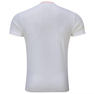 Ensemble de vêtements de sport pour homme personnalisé, chemise de tennis en polyester blanc avec short à rayures bleues et rouges, respirant, séchage rapide, vêtements de performance pour adultes, OEM - Product Image 3