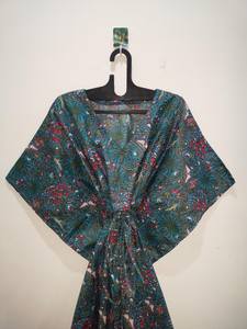 Vestido caftán de algodón floral hecho a mano, caftán indio para damas de honor, ropa bohemia para bodas, fiestas y playa - Product Image 6