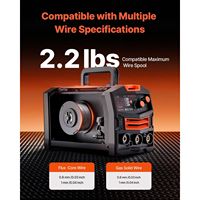 Poste à souder MIG synergique portable 130A 2-en-1 gaz/sans gaz, fil fourré, 110V, modèle multi-processus D0100XUY9QW pour usage domestique