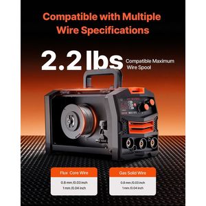 Saldatrice MIG Sinergica Portatile 130A 2-in-1 Gas/Senza Gas a Filo Animato 110V Multiprocesso per Uso Domestico - Product Image 6