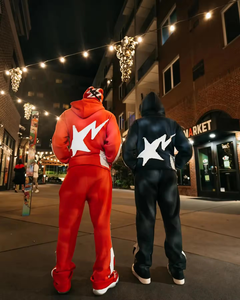 Survêtements d'hiver personnalisés OEM ODM avec logo pour hommes, ensemble sweat à capuche et pantalon en molleton à manches longues, grande taille, style punk délavé à l'acide - Product Image 5