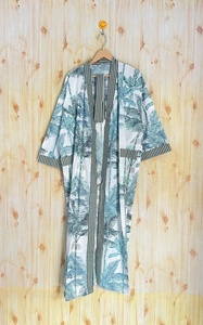 100% Cotton <b>Kimono</b> <b>Robes</b> for Women Pure Cotton Block Print <b>Kimono</b> with Chiffon Fabric - Product Image 5