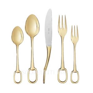 Juegos de Cubiertos de Diseño de Lujo, Acero Inoxidable de Alta Calidad, Mango de Hoja de Latón, Baño de Oro Espejo, Desechables, Personalizados - Product Image 4