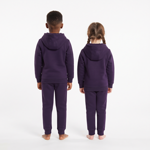 Trending Heavyweight Tracksuit Solid Purple Color Cotton Full <b>Zip</b> <b>Hooded</b> Jogger Set Kids Casual Activewear Clothing - Product Image 2