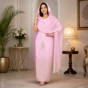 Elegante Toub Sudanés, Tela de Voile 100% Algodón |   Tela para Vestido Africano Bordado con Diseño Floral Tradicional, Ligero y Transpirable - Product Image 2