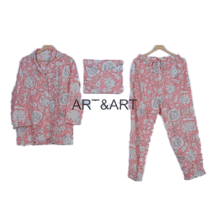 Conjuntos de Pijama de Algodón de Secado Rápido, Transpirables, Casuales, Vintage, de Primavera para Mujer, con Estampado Floral, Manga Larga y Cierre con Cordón - Product Image 6