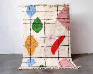 Authentique grand tapis marocain Beni Ourain, fait main en laine, nouvelle arrivée - Product Image 4