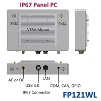 PC industriel marin 12,1 pouces entièrement étanche IP67 avec écran tactile (PCAP) en option, UPS interne en stock