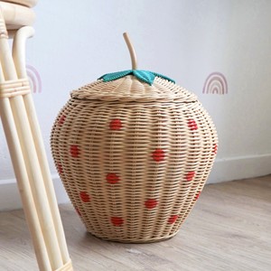 Strawberry rattan <b>basket</b> <b>hamper</b> bin girls bedroom decoration wholesale natural container <b>baskets</b> - Product Image 4