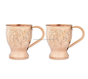Conception spéciale en cuivre gravée manuellement artisanat moderne grande tasse en cuivre d'Inde - Product Image 2