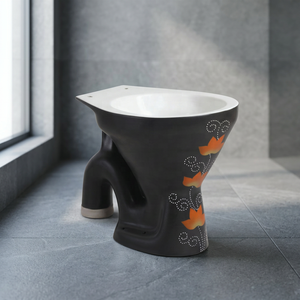 WC monobloc en céramique noir mat de style européen avec siphon en S pour salle de bain (vente en gros) - Product Image 1