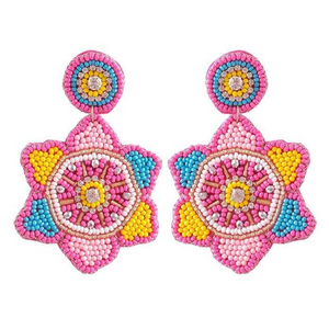 Boucles d'oreilles brodées à la main en toile perlée d'Inde - Artisanat pour les fêtes de Noël et du Nouvel An - Product Image 4
