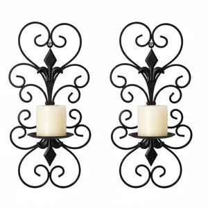 Ensemble de 2 appliques murales en métal doré, porte-bougies en fer, design moderne, décoration de Noël, décoration de mariage, durable - Product Image 4