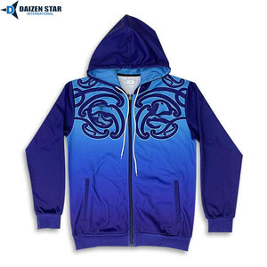 เสื้อฮู้ดซิปผู้ชายสีน้ำเงินไล่เฉดสี ยี่ห้อ Daizen Star International ผ้าโพลีเอสเตอร์พิมพ์ลายดิสชาร์จ น้ำหนัก 370 กรัม สวมใส่สบายๆ สำหรับฤดูใบไม้ร่วง - Product Image 2