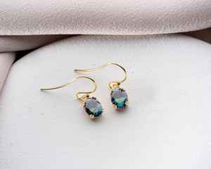 Pendientes de Topacio Místico, Corte Ovalado, Piedras Preciosas de Circonita Cúbica Arcoíris, Plata de Ley 925, Chapado en Oro Vermeil de 14K, Pendientes Colgantes Iridiscentes - Product Image 5