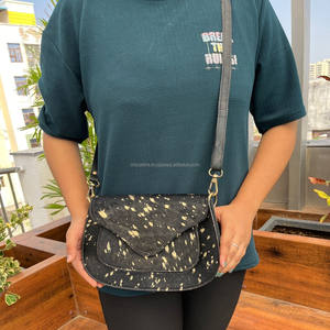 Bolso de cuero de piel de vaca estilo occidental estilo bohemio gitano hecho a mano con diseño de logotipo vintage bolso de cuero de piel metálica - Product Image 4