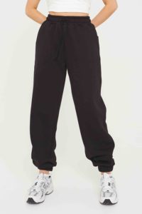 Conjunto de Sudadera con Capucha Negra para Mujer, Pantalones Deportivos de Color Sólido, Corte Holgado, Material de Algodón, Ropa de Otoño - Product Image 5