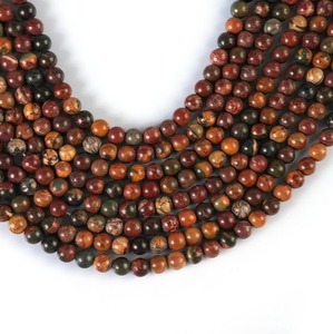 Cuentas redondas lisas de jaspe Picasso natural de 4MM, 6MM, 8MM, 10MM, cuentas de piedras preciosas sueltas para hacer joyas, collar, pulsera, manualidades - Product Image 1