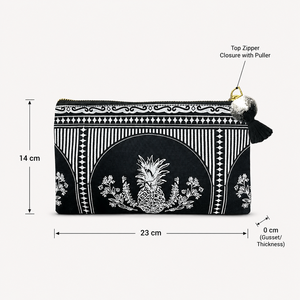 Pochette cosmétique en toile de coton imprimée sur mesure 23x14cm, sac à maquillage à fermeture éclair, vente en gros, OEM, ODM, fabricant de marques privées, exportateur, en vrac - Product Image 2