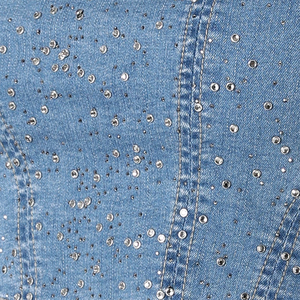 Women's Denim Tank <b>Top</b> Square Neck Sleeveless <b>Crop</b> <b>Top</b> With <b>Rhinestones</b> Button Front Mini Casual Summer Outfit <b>Tops</b> - Product Image 4
