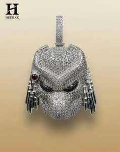 Collar con Colgante de Depredador Estilo Hip Hop, con Incrustaciones de Diamantes, Máscara Alienígena 3D Personalizada, Joyería de Lujo con Moissanita, Estilo Ciencia Ficción - Product Image 1