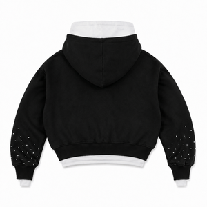 Sudadera con Capucha Personalizada de Algodón 100% Lavado Estilo Vintage, Sudadera con Cremallera y Bordado Digital de Moda, Detalle de Pedrería, Ropa Urbana Ecológica - Product Image 2