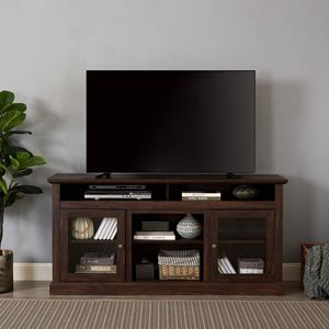 Mobile TV Moderno Stile Fattoria per TV fino a 65 Pollici, Consolle Multimediale con Ante in Vetro per Soggiorno - Product Image 6