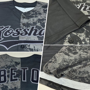 Maillot de baseball camouflage personnalisé pour homme, manches courtes, 100 % polyester, impression sublimée, respirant, uniformes d'équipe, fermeture à boutons - Product Image 5