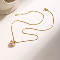 Collier Pendentif Cœur en Cristal Zircon CZ QIKU, Élégant Plaqué Or, Collier de Couple pour Femme, Idéal Mariage et Fêtes