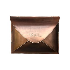 <b>Modern</b> Black Metal Mailbox Copper Trim Envelope Shape Embossed Mail Wall Mount Outdoor Letter <b>Box</b> Home Exterior Wall Decor - Product Image 4