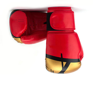 Guantes de Boxeo de Piel Sintética Rojos y Dorados con Cierre de Velcro para Adultos, Diseño Transpirable, Guantes de Boxeo Personalizados para Entrenamiento - Product Image 3