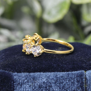 AMBER JEWELS T-1448 Unisex Rhodium Plated Moissanite Three Stone Ring Round Brilliant Cut Prong Setting Classic Engagement - Product Image 2
