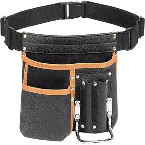 Sacoche de ceinture pour outils de charpentier, noir et orange, sangle réglable, durable, multi-poches, organisateur de rangement pour outils - Product Image 1