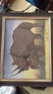African Wildlife Mother & Baby Rhino Wooden <b>Frame</b> Wall Art Painting High-detail Textured Animal <b>Canvas</b> Print <b>For</b> Home Decor - Product Image 2