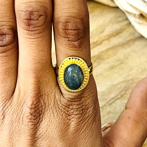 Unique Design Labradorite <b>Rings</b> Tribal Brass Jewelry Women 18k Gold Plated Vintage Beaded <b>Statement</b> Band <b>Ring</b> Wholesale/OEM/ODM - Product Image 6