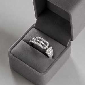 Micro Pave Round Cut White Moissanite Slider Frame <b>Ring</b> For <b>Men</b> 925 <b>Silver</b> Wedding Gift Jewelry For Friends - Product Image 3