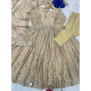 VESTIDO DE TRABAJO BORDADO CHINON A LA MODA CON DUPATTA CHIKU - Product Image 4