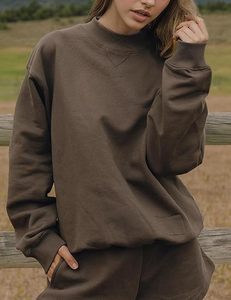 Conjunto de Ropa Holgada para Mujer, Estilo Casual para Otoño, Sudadera y Pantalones Cortos, Resistente al Viento, Hombros Caídos, Corte Holgado, Traje de 2 Piezas - Product Image 3